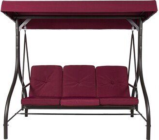 Burgundy Outdoor Patio Deck Porch Canopy Swing with Cushions - 73 x 44 x 68 inches