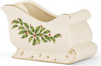 Holiday Sleigh Candy Dish - Red Green And Ivory