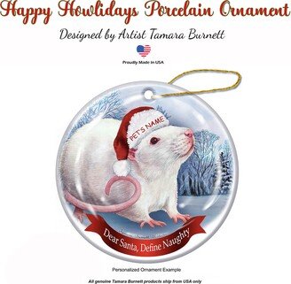 Rat Pink Eye White | Albino Santa Hat Dog Porcelain Christmas Ornament Personalized Ornaments