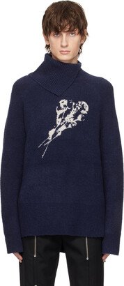 The World Is Your Oyster Navy Neckerchief Sweater