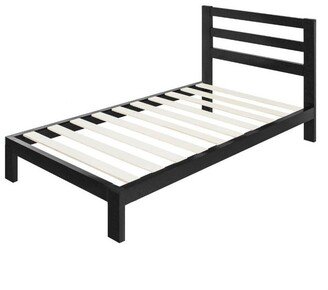 Twin size Modern Metal Platform Bed Frame with Headboard And Wood Support Slats