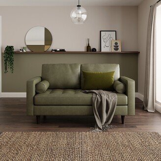 Dunelm Zoe Distressed Faux Leather 2 Seater Sofa Green