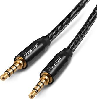 Insten 3.5mm Audio Cable, Male to Male, TRRS Stereo with Microphone, Nylon Braided Jacket, 25 Feet, Black