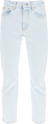 Logo Printed Straight Leg Jeans-AB