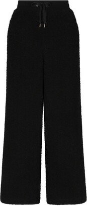 Fleece-Texture Long Wide-Leg Trousers