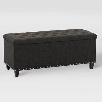 Boston Tufted Fabric Storage Ottoman Dark Gray