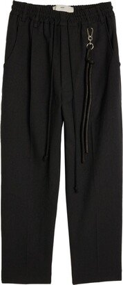 Elasticated-Drawstring Wide-Leg Trousers