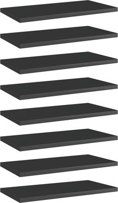 Bookshelf Boards 8 pcs High Gloss Black 15.7x7.9x0.6 Chipboard