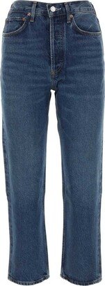 High-Waist Straight-Leg Cropped Jeans-AA