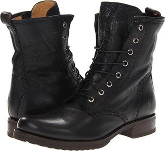 Veronica Combat (Black Soft Vintage Leather) Women's Lace-up Boots