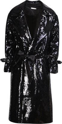 Black Sequin-covered Trench Coat