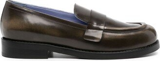 Almond-Toe Leather Loafers-AF