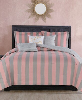 Cabana Stripe Reversible 5-Piece Comforter Set, Twin/Twin Xl - Gray, Pink