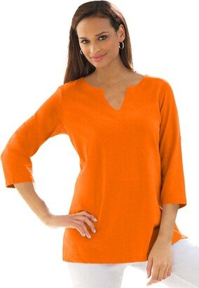 Jessica London Jeica London Women' Plu Size Notch Neck Tunic, M - Ultra Orange