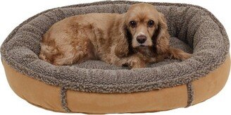 Faux uede and Tipped Berber Comfy Cup Dog Bed - - Light Brown