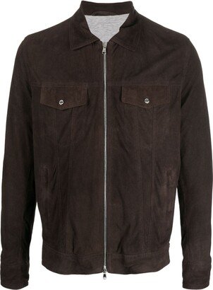 Chest Flap-Pocket Leather Jacket