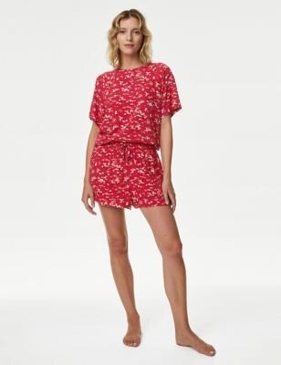 M&S X GHOST Floral Print Pyjama Shorts-AA