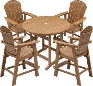 WilliamSpace 5-Piece Plasctic Outdoor Patio Bar Set with Dining Bar Height Table and 4 Bar Chairs - N/A