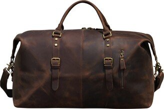 Touri Zip Detail Genuine Leather Holdall - Vintage Dark Brown