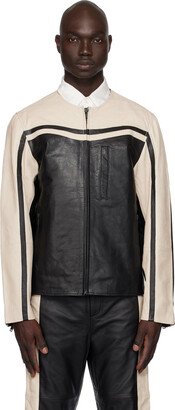 Black & Off-White Racer Leather Jacket