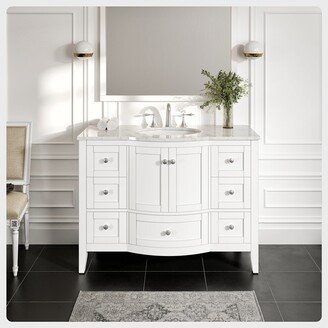 Stanton 48 inch White Transitional Bathroom Vanity w/ White Carrara Countertop and Undermount Porcelain Sink