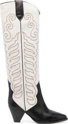 Liela 60mm embroidered leather boots-AB