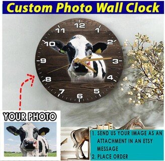 Cow Personalized Wooden Wall Clock, Gifts For Lovers, Farmer Gifts, Unique Farmers, Her