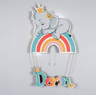 Personalized Nursery Lighting Elephant Rainbow Wall Light Baby Room Decor Shower Gift