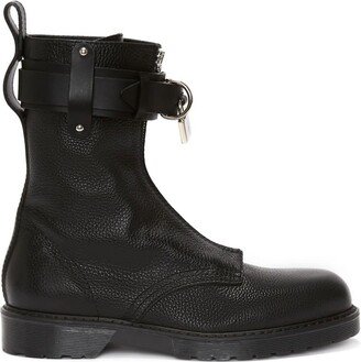 Black Padlock Combat Boots-AB