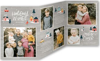 Holiday Cards: Whimsical Town Holiday Card, Grey, Trifold, Holiday, Matte, Folded Smooth Cardstock