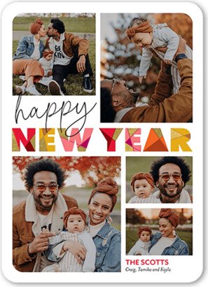 New Year's Cards: Fractured Finish New Year's Card, Red, 5X7, New Year, Matte, Signature Smooth Cardstock, Rounded