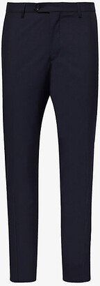 Oscar Jacobson Mens Navy Diego Regular-fit Tapered leg Wool Trousers