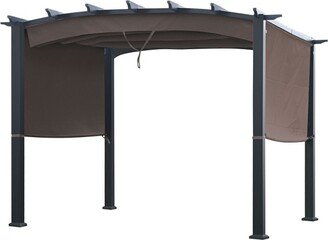 Tangkula Outdoor Retractable Pergola 10 x 10ft Patio Pergola Gazebo Sun Shade Shelter Canopy w/Heavy Duty Steel Frame for Beach