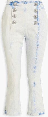 Cropped bleached high-rise slim-leg jeans