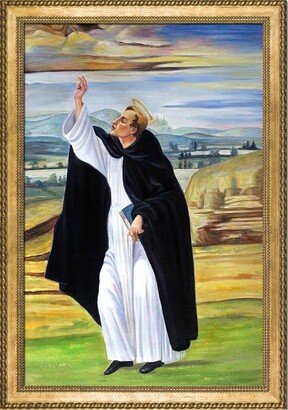 OVERSTOCK ART St. Dominic by Sandro Botticelli Hand Painted Oil Reproduction with Veine D'Or in Verona Gold Braid Frame, 24