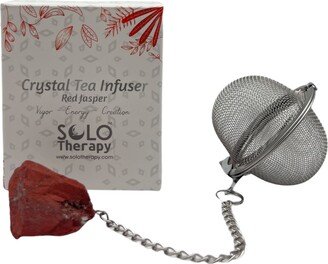 Crystal Tea Infuser, Red Jasper Stainless Steel Ball Mesh Strainer Filter With Extended Chain Hook