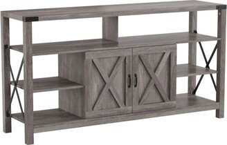 Merrick Lane 60 Media Console in Graywash for 55+ Inch TV's with Open and Closed Storage