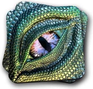 Dragon Eye Wooden Coaster | Green & Gold
