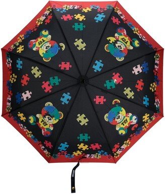 Toy-Bear Print Detail Umbrella