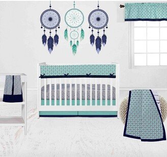 Noah Mint Navy 6 pc Crib Bedding Set with Long Rail Guard Cover