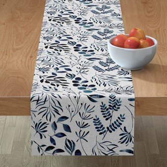 Table Runners: Leaves Nature Botanical Prints Table Runner, 90X16, Blue