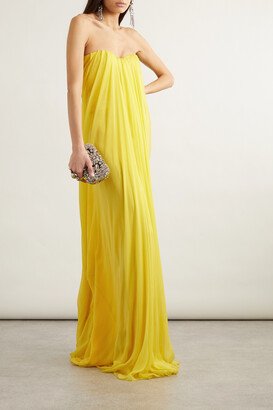 Draped Silk-chiffon Gown - Yellow