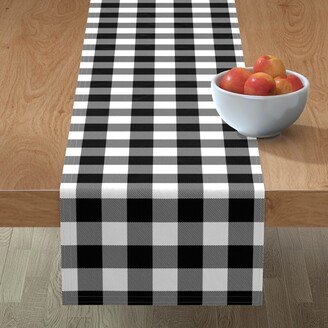 Table Runners: Buffalo Plaid With Twill Pattern - Black & White Table Runner, 72X16, Black
