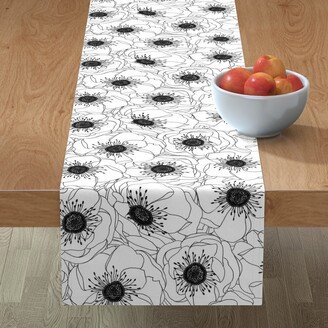 Table Runners: White Anemones - Neutral Table Runner, 90X16, White