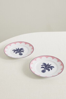 Aquazzura Casa - Jaipur Set Of Two Porcelain Dessert Plates - Pink