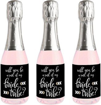 Big Dot Of Happiness Will You Be a Part of My Bride Tribe Mini Wine Bottle Label Stickers Gift 16 Ct