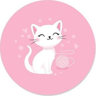 Big Dot of Happiness Purr-fect Kitty Cat - Kitten Meow Baby Shower or Birthday Party Circle Sticker Labels - 24 Count