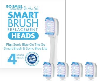 On The Go Sonic Blue Replacement Brush Heads, Set of 4