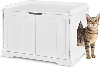 Cat Litter Box Cabinet Furniture Cat Washroom Storage Bench White