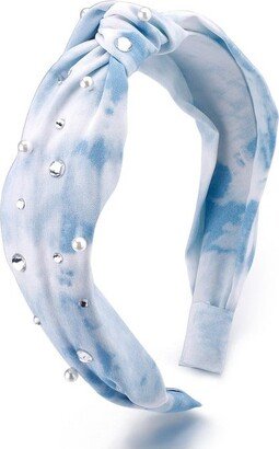 Liv & Ava KNOT TIE DYE HEADBAND WITH PEARL Blue